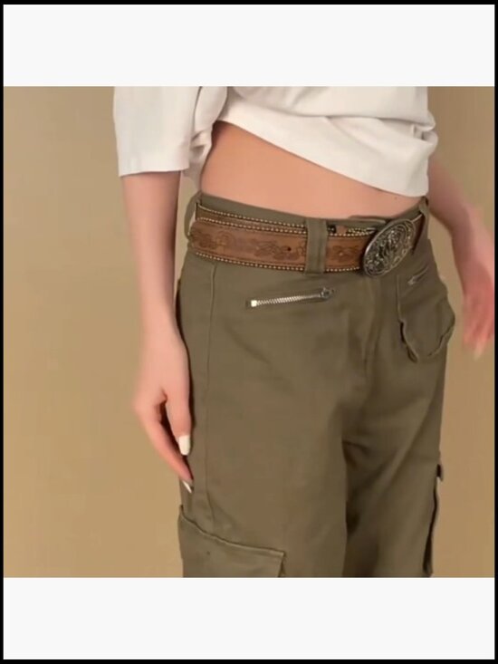 Vintage Western Belt with Heart Embossed Buckle PU Leather Adjustable main image 7